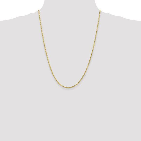 2mm 10k Yellow Gold Solid Diamond Cut Rope Chain Necklace, 24 Inch - Picture 2 of 8